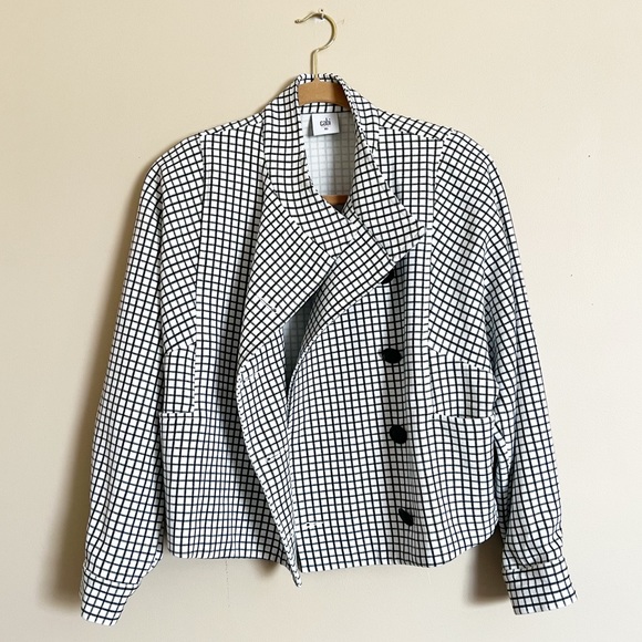 CAbi Windowpane Blazer Moto Jacket Size XS